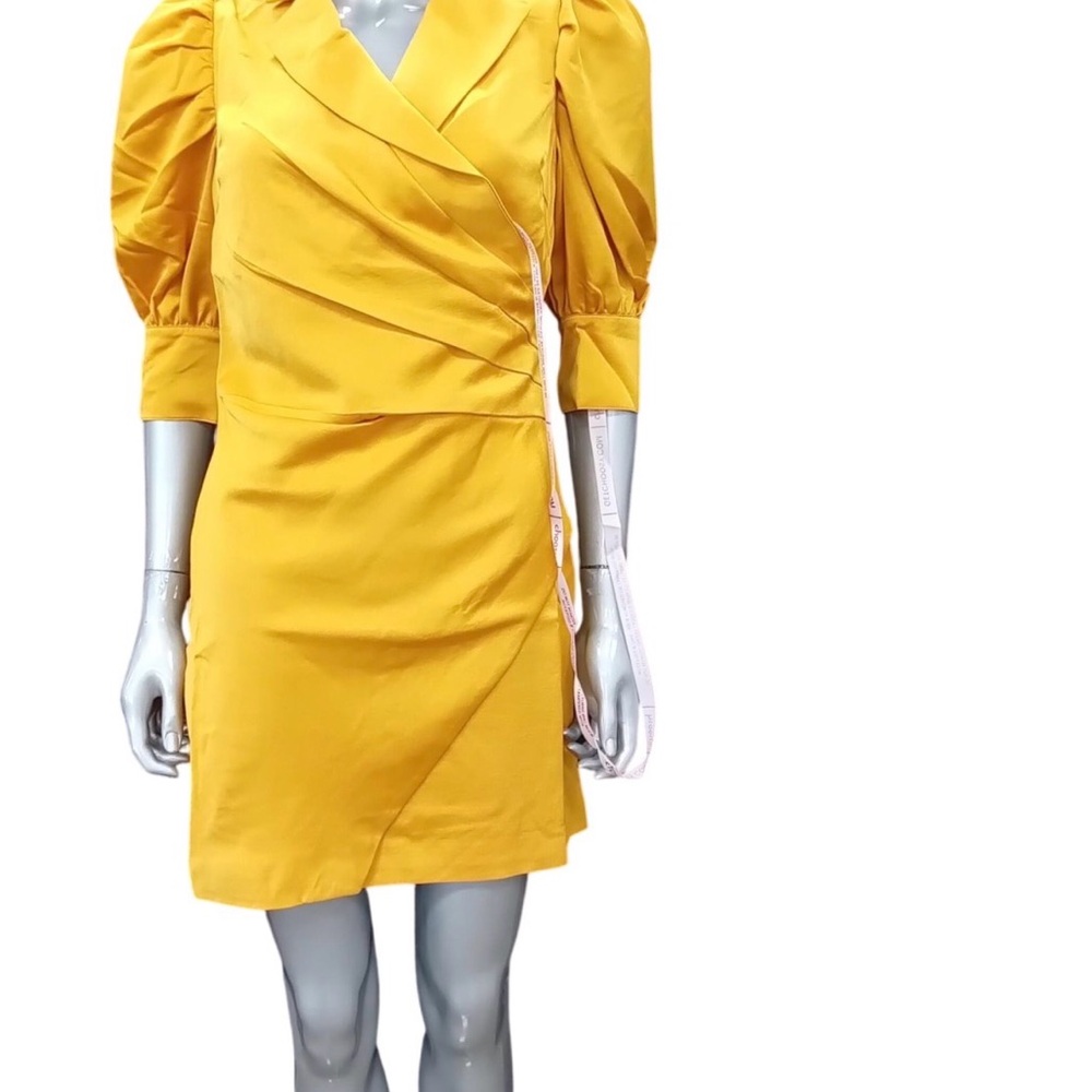 Choosy Mustard Yellow Puff Sleeve Wrap Dress Size 4 NWT